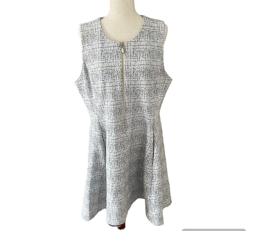 Donna Karan Front/Back Zip Full Skirt Dress Sz XL